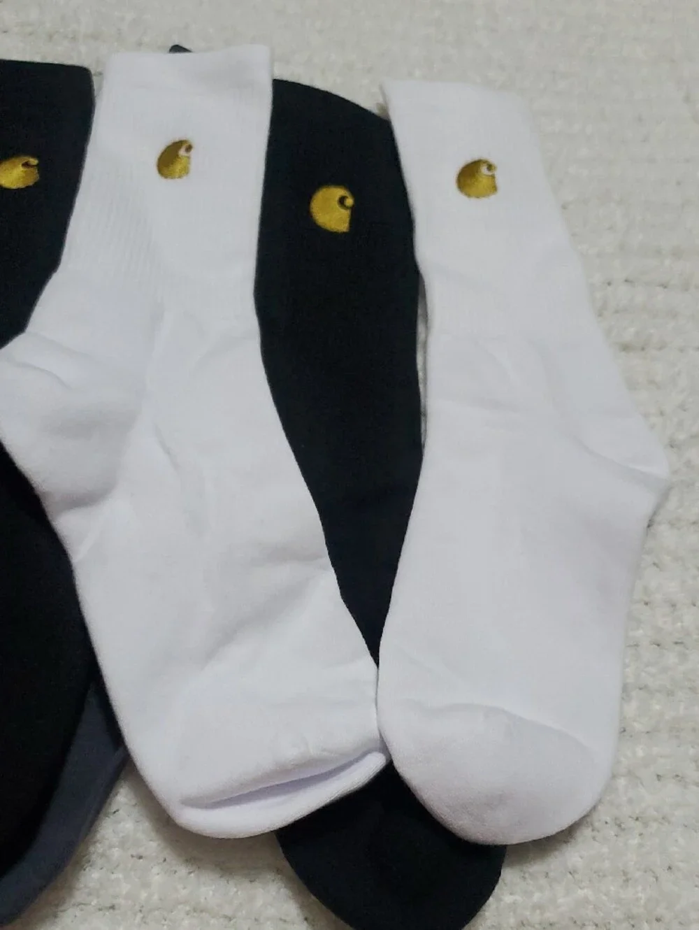 Carhartt Men's Crew Socks - Gray, Black & White with Gold Logo